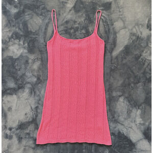 Free People Beach Stellar Sweater Mini Dress‎ Sz M NEW Pink Ribbed Knit Summer